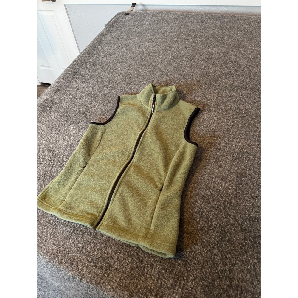 Eddie Bauer Polartec Fleece Vest Sage Green Full Zip Mock Neck Womens Small - Picture 4 of 11
